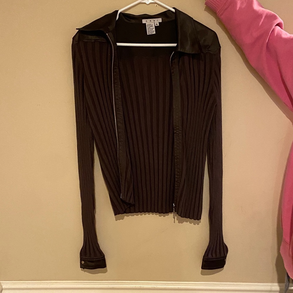 CAbi Brown Ribbed Top